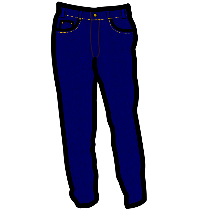 a dark blue pair of jeans.